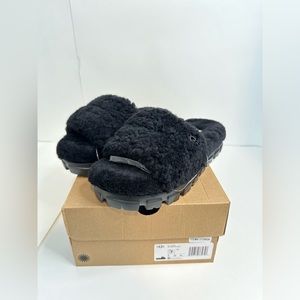 UGG Cozetta Curly Shearling Slide Slipper Women's Size US 7 Black 1130838